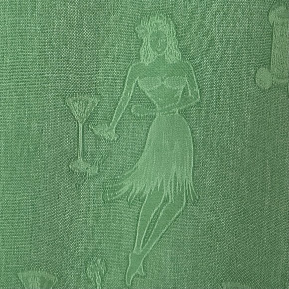 Tommy Bahama Hawaiian Camp Shirt Green M Silk Hula Dancer Bahama Colada EUC - Picture 1 of 11